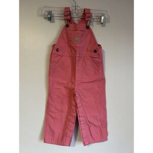 Carhartt Bib Overalls Bright Pink Canvas Baby Girls 24Mo Snap Leg OX9712-G